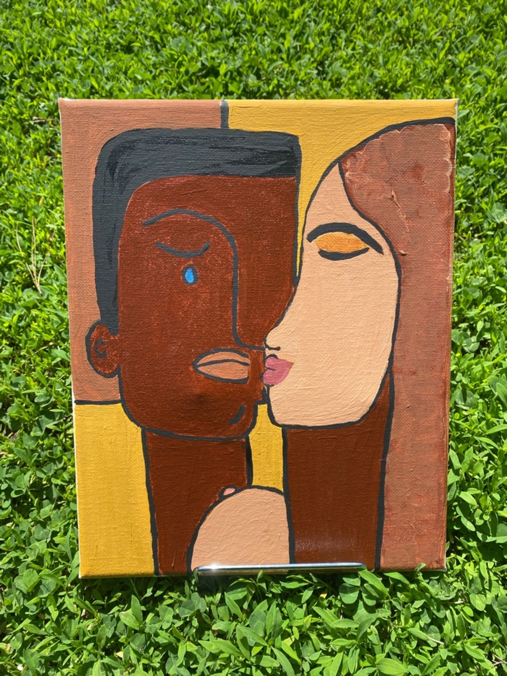 Original Modern Couple Cubism Painting
